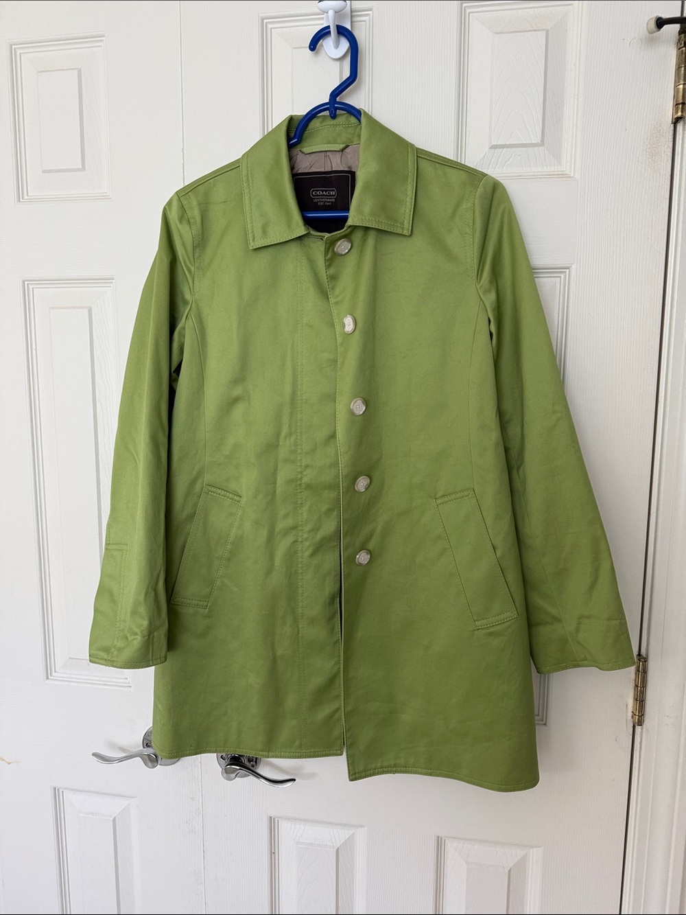 Coach Bright Green Single-Breasted Raincoat